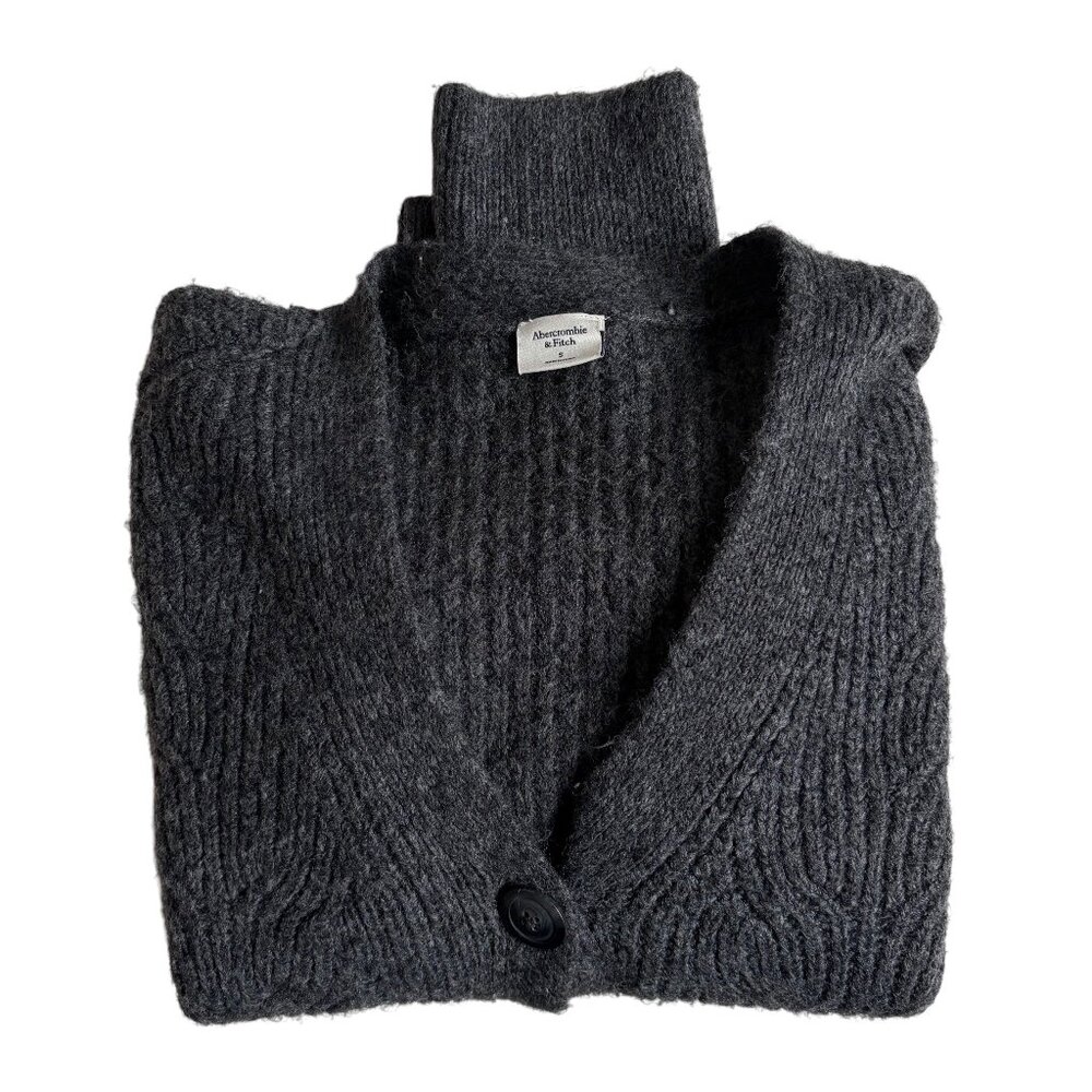 Abercrombie & Fitch Cropped Cardigan (Charcoal Grey) - Size Small